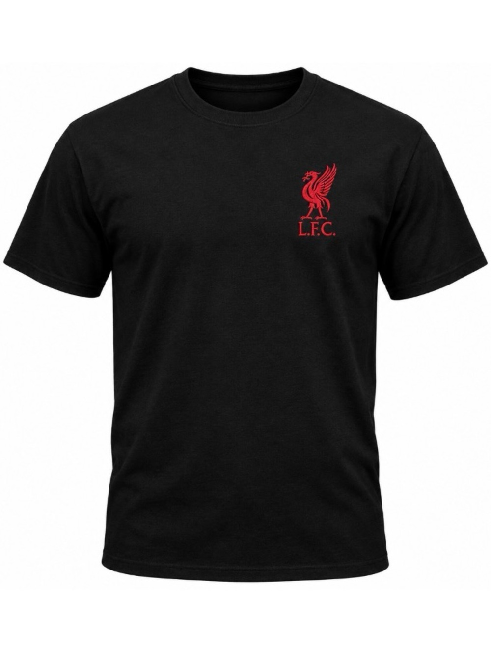Liverpool Black Short Sleeve Tee with Red Liver Bird Chest Logo